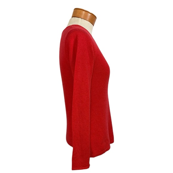 Worth Sz Small Red Cashmere Scoop Neck Sweater - Picture 3 of 6